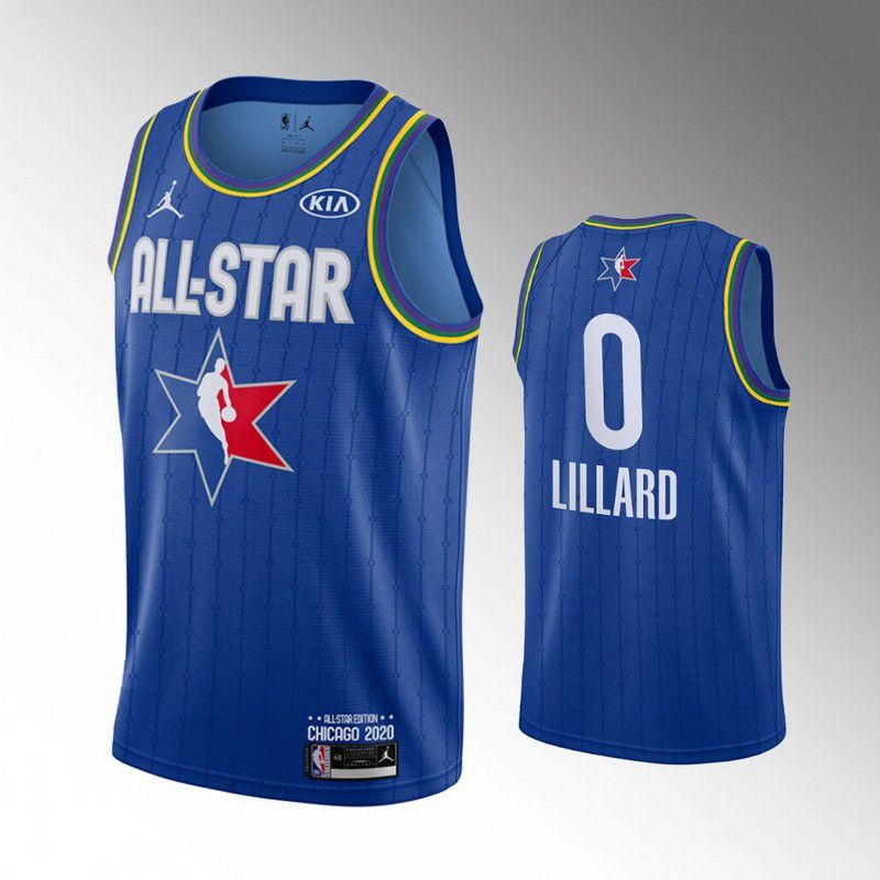 Men Portland Trail Blazers #0 Lillard Blue 2020 All Star NBA Jerseys